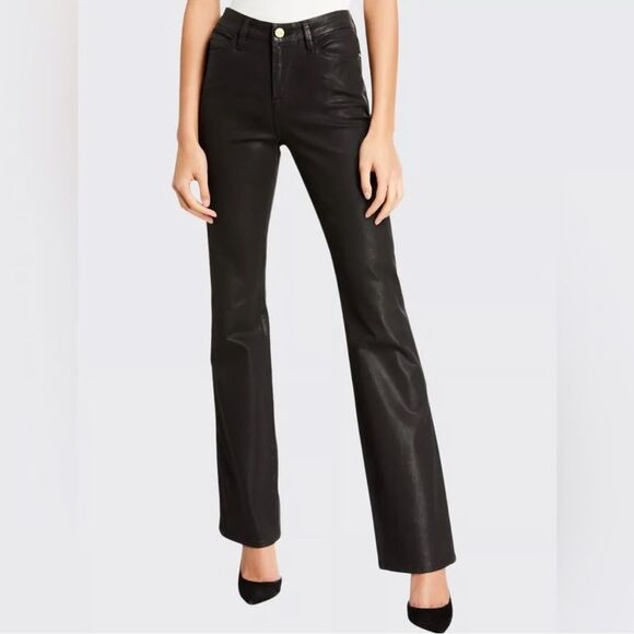 FRAME Le Mini Boot Black Coated Jeans - Picture 1 of 14